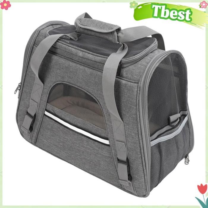 Tbest sac de transport pour animaux de compagnie Sac De Transport Pour Chien Spacieux Et Respirant En animalerie deplacement Gris