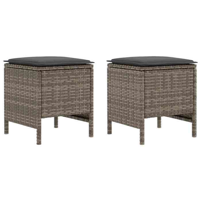 Moderne Meuble dextérieur - Pouf de Jardin 2 Pièce Gris et Gris foncé 38x38x45 cm @FR2681191 Moderne Meuble dextérieur - Pouf de Jardin 2 Pièce Gris et Gris foncé 38x38x45 cm @FR2681191