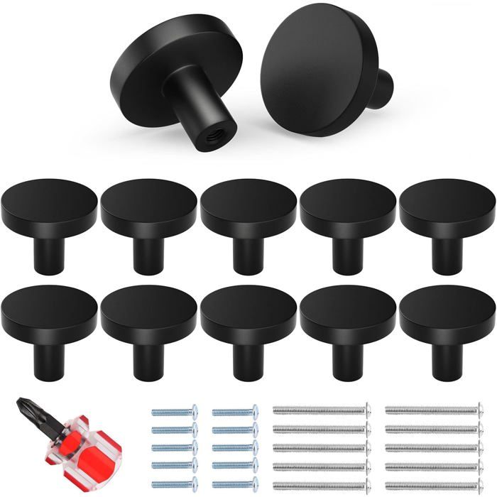 10 Pièces Poignées Meuble Poignée de Meuble Cuisine Noir Boutons de Tiroir Boutons de Portes pour ACCESSOIRES FABRICATION MAISON
