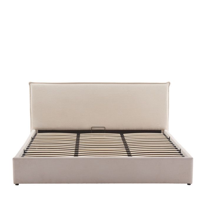 Cama - Lit coffre en velours côtelé 180x200cm - Beige Cama - Lit coffre en velours côtelé 180x200cm - Beige