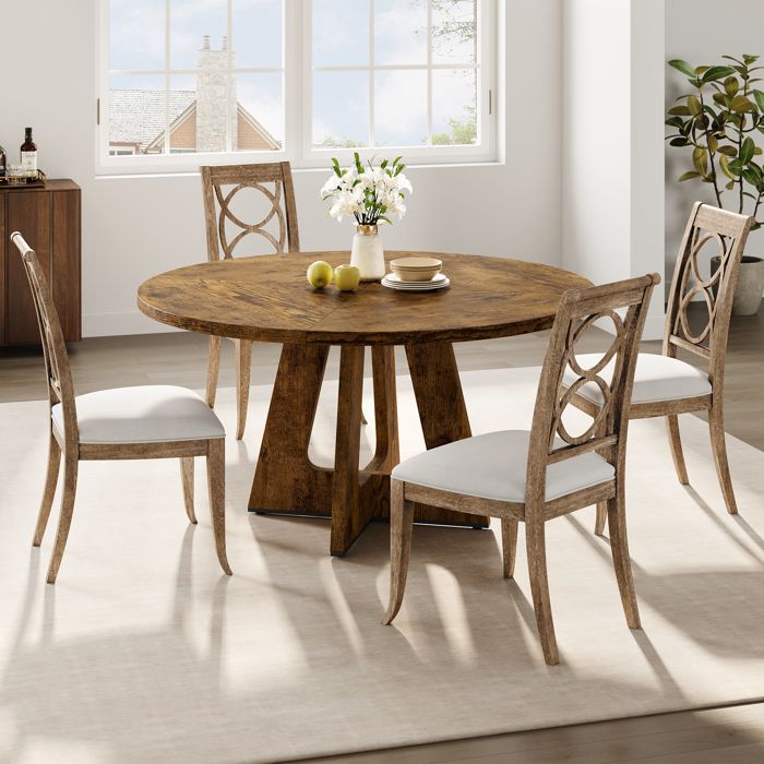 Table ronde style fermier 120 cm – Pour 4 à 6 personnes – Idéale cuisine salle à manger – Table unique - Retro color