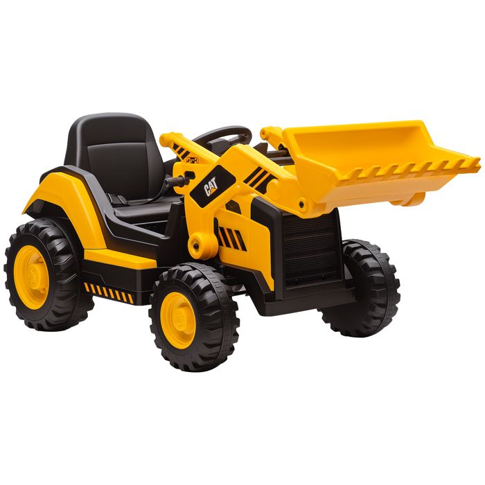 FSX Tronçonneuse électrique pour enfants de 3 à 6 ans marque officielle Caterpillar 12 V avec télécommande jaune