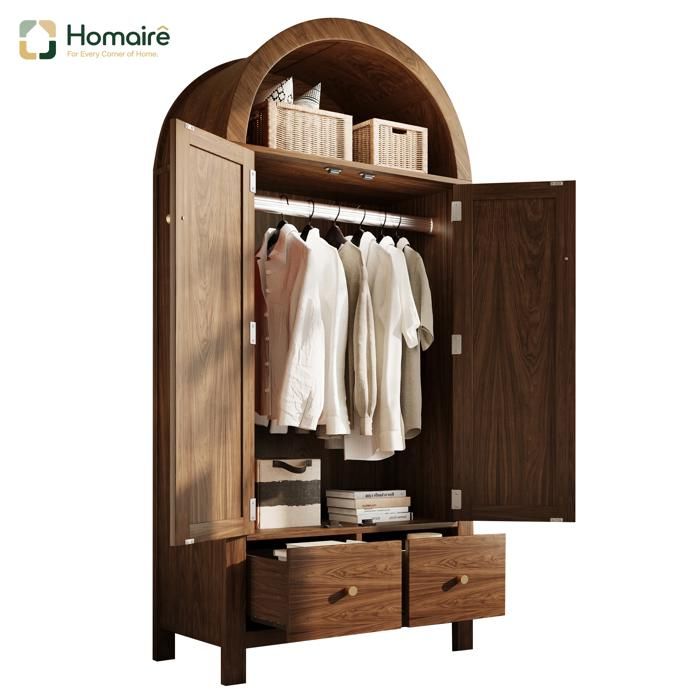 Armoire en bois noyer avec rangement 78 x 45 x 181 cm HOMAIRE