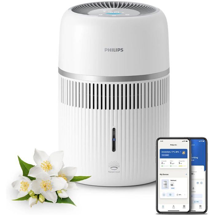 Humidificateur à vapeur froide blanc - Philips - Réservoir deau 3 5 l - 300 ml/hr - Télécommande via lapplication