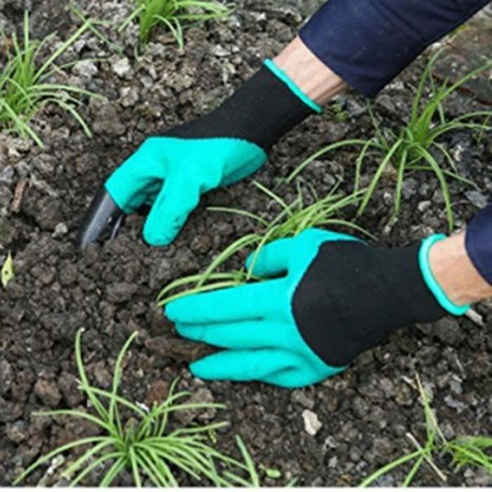 1 paire garden genie gloves, gant de travail pour hommes et femmes avec des griffes en plastique abs sur la main droite pour creuser