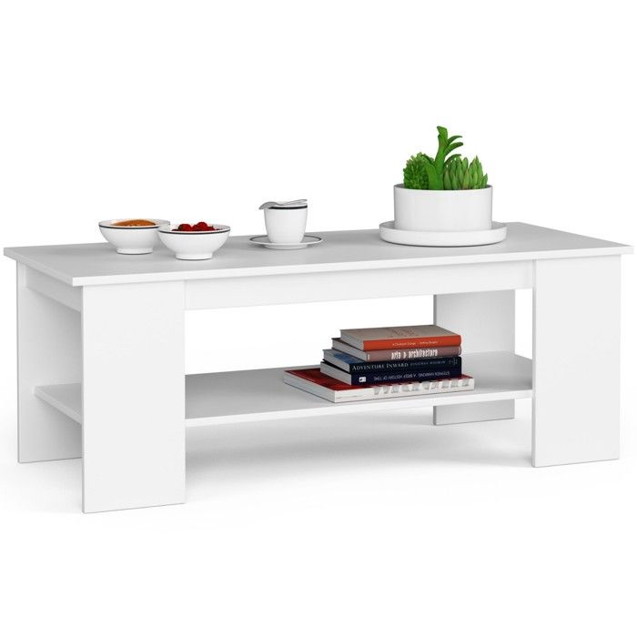 table à café akord table basse kami blanche 120 cm couleur blanc 120x50x45 cm