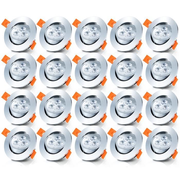 20x spots encastrables LED spot encastrable 3W plafonnier spot spot encastrable blanc froid LIGNE DE SPOTS