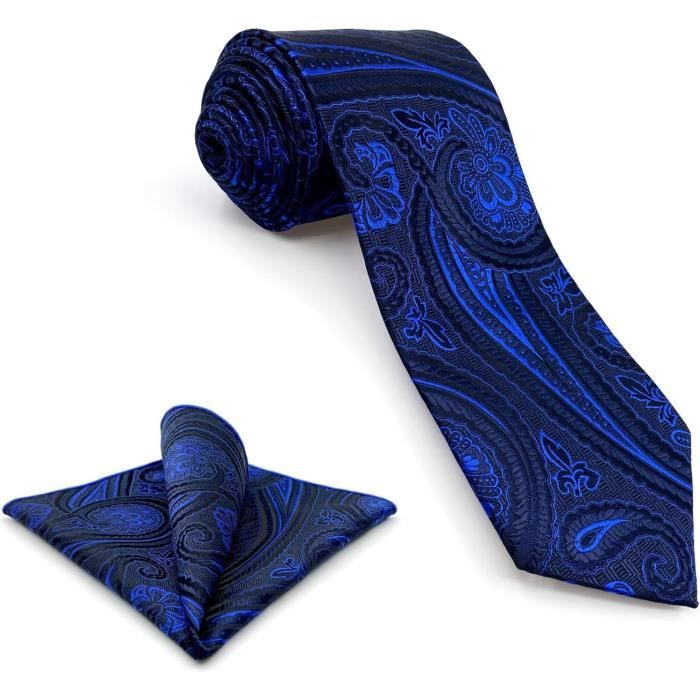 Ensemble Cravate Homme JEMYGINS - Cravate Soie, Mouchoir Et Pince Assortis, Motif Paisley