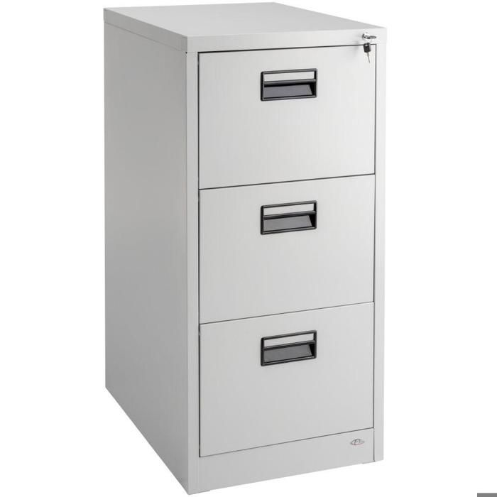 armoire de bureau verrouillable etagere meuble 3 tiroirs gris