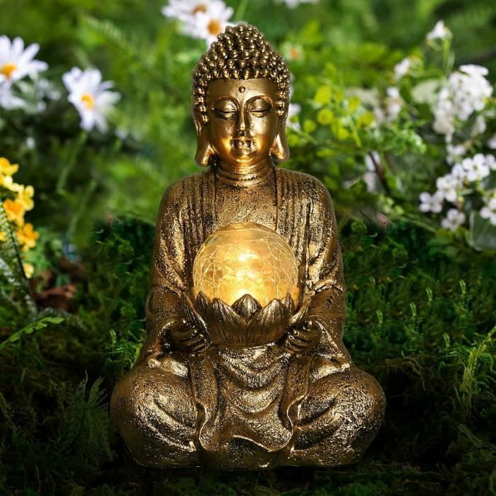 Statue Bouddha Solaire Qui Hoche La Tête - Décoration Maison Et Voiture - Symbolise Sérénité Et Prospérité - Environ 12x8,5x8,5 Cm