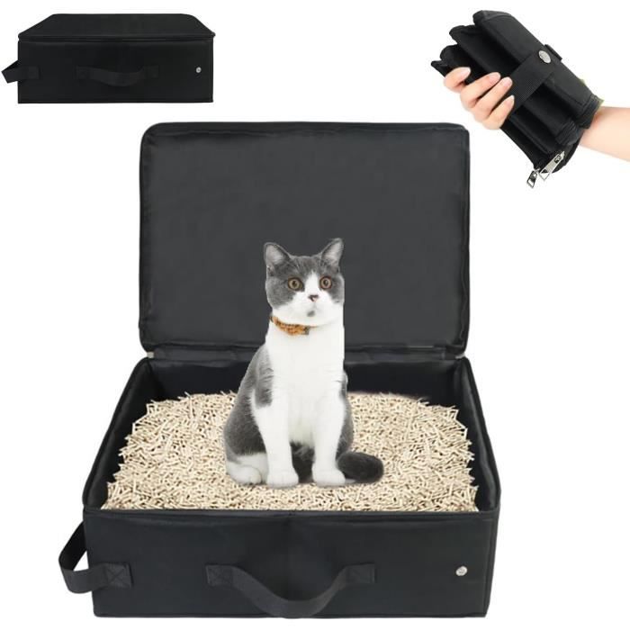 Bac à Litière Portable Et Pliable Pour Chat - Imperméable, Facile à Nettoyer - 45 X 35 X 13 Cm - 3