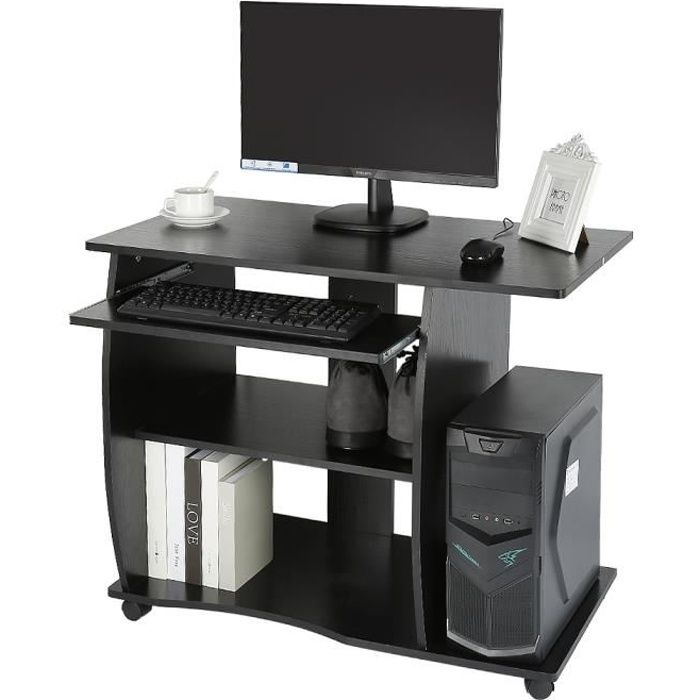 Royalbell Bureau Informatique Sur Roulettes Table D Ordinateur Avec Tablette De Clavier Coulissante 2 Etageres 90 X 50 X 75 C Noir Achat Vente Meuble Informatique Royalbell Bureau Informatiq Soldes Sur Cdiscount Des Le 20 Janvier