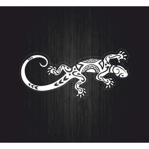 salamandre maori Lizard logo 652 autocollant sticker - Taille : 17 cm - Couleur : Gris
