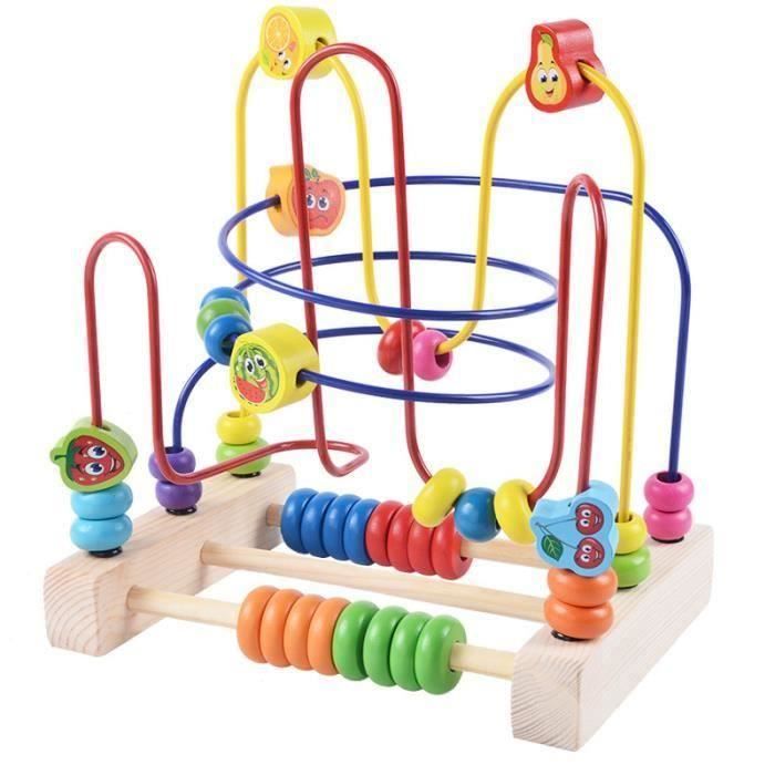 Circuit à Boule Enfant Boulier Montessori en Bois Jeux de Labyrinthe Fruit Perles Jouet Creatif Circuit à Boule Enfant Boulier Montessori en Bois Jeux de Labyrinthe Fruit Perles Jouet Creatif