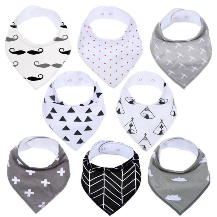 Bavoirs Bébé Bandana,Lot de 8 Triangle Salive étanche Bavoirs pour Bébés et  Tout-petits