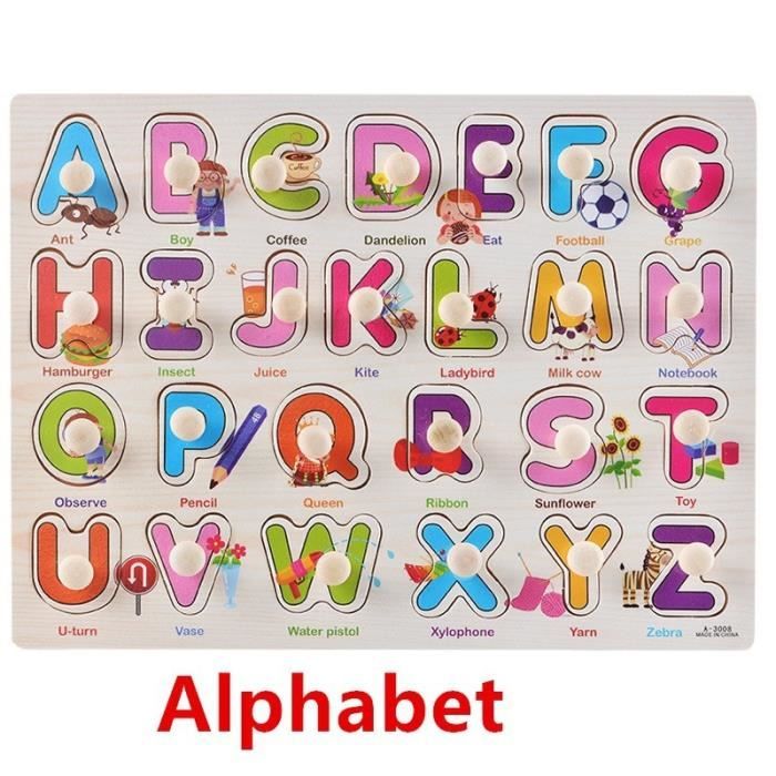 Jouet D Educatif Puzzle En Bois Alphabet Avec Petite Poignee Cadeau Pour Bebe Enfant Achat Vente Puzzle Cdiscount