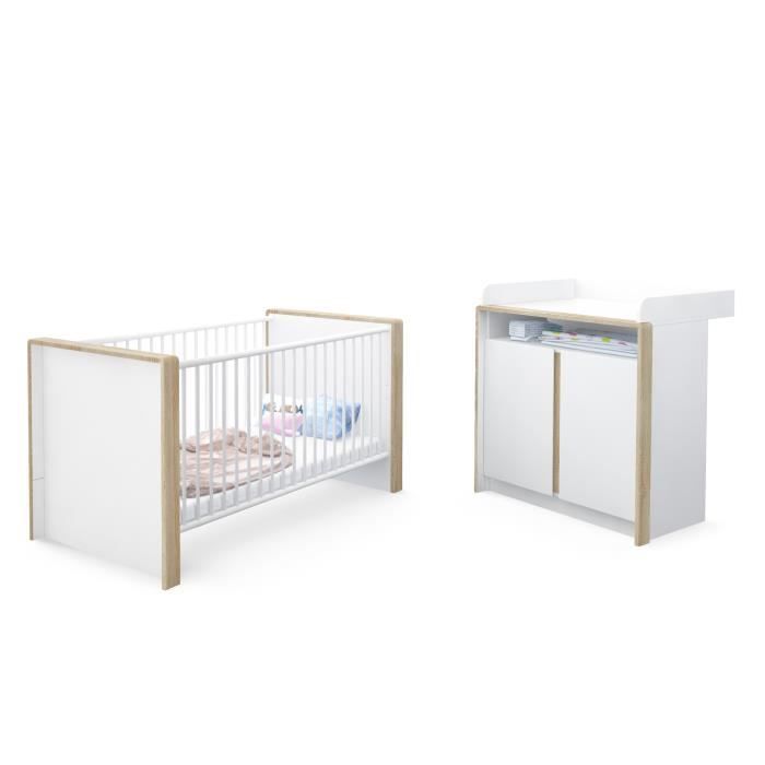 Chambre Bebe Enfant Complete Ensemble Nandini Set 2 En Blanc Mat