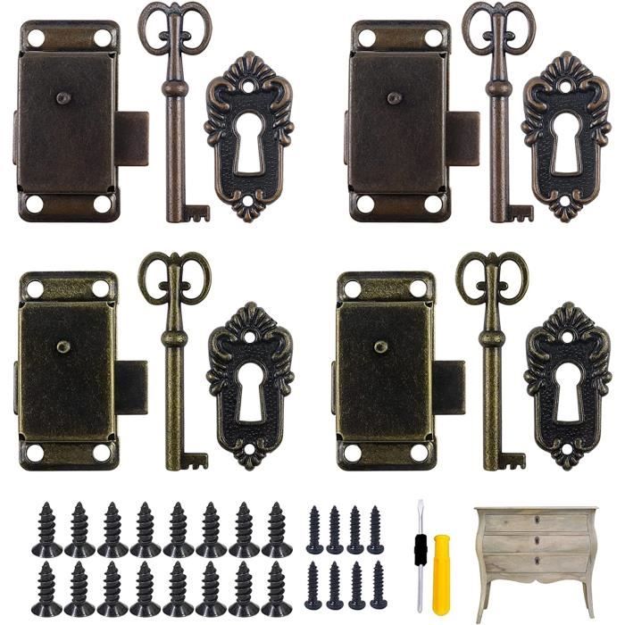 ÉLÉGANT CADENAS À clés rétro pour boîte en bois tiroir à valise style