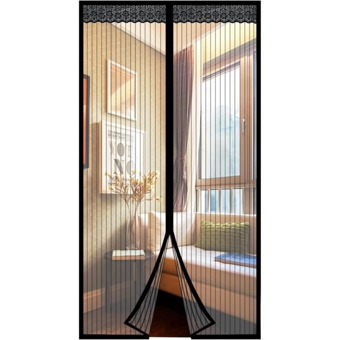 GUOGAI MagnéTique Moustiquaire Porte, 130x240cm(51x94inch) Rideau Moustiquaire Rideau Anti Mouche Fermeture Automatique Pour Porte D Entrée Intérieur/Patio, Noir