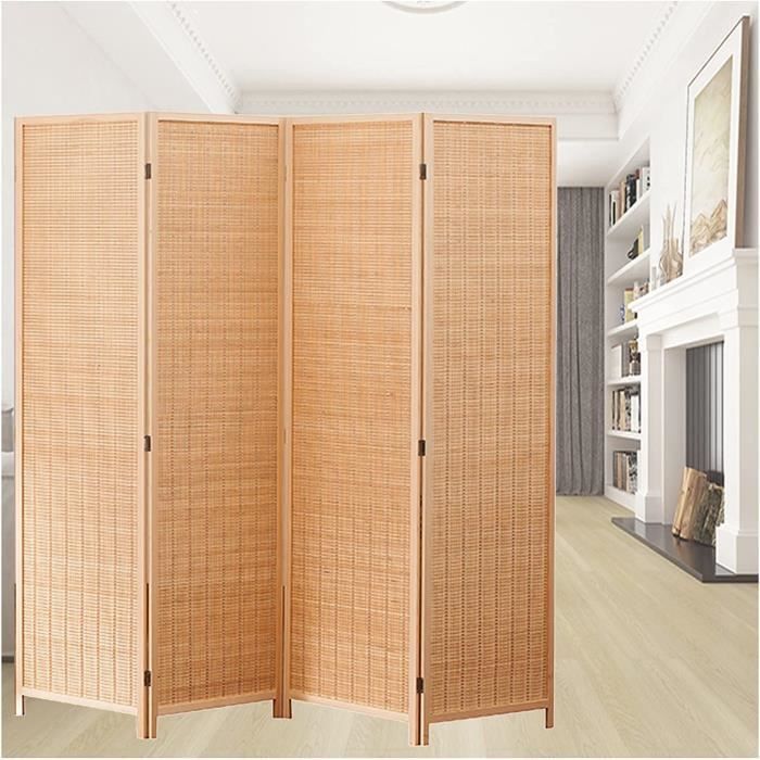 Paravent Pliable 6 Panneaux En Bois - Style Chinois, Séparateur De Pièce Déco Et Pratique