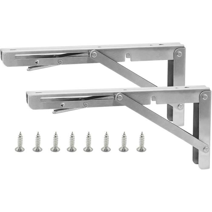 Équerres Pliantes Inox 300mm - Lot De 2 Supports D'étagère, Acier Brossé