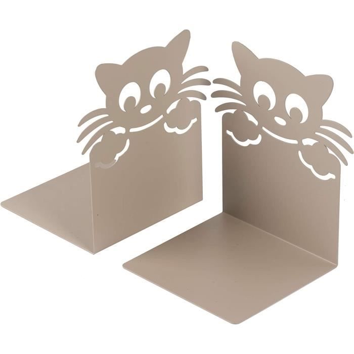 Serre-livres Décoratifs En Forme De Chat - Lot De 2, En Métal Noir, Pour Bureau Ou Bibliothèque