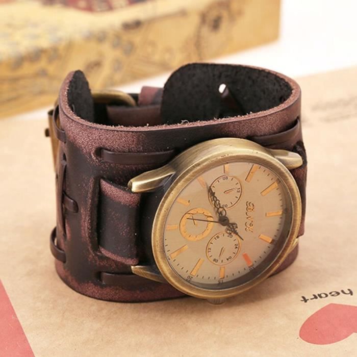 Montre manchette online cuir homme