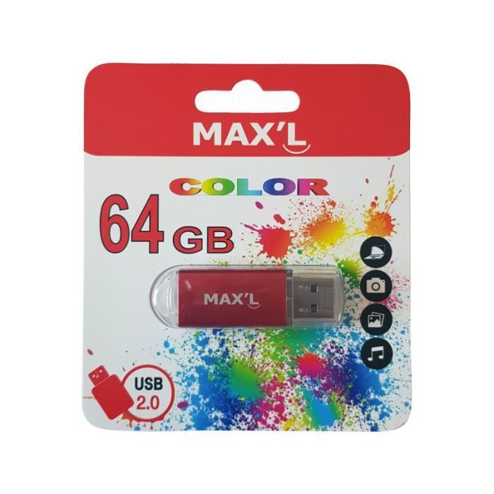 Clé USB - MaxL - My Color - 64 Go - USB 2.0 - Vitesse de lecture 20 Mo/s