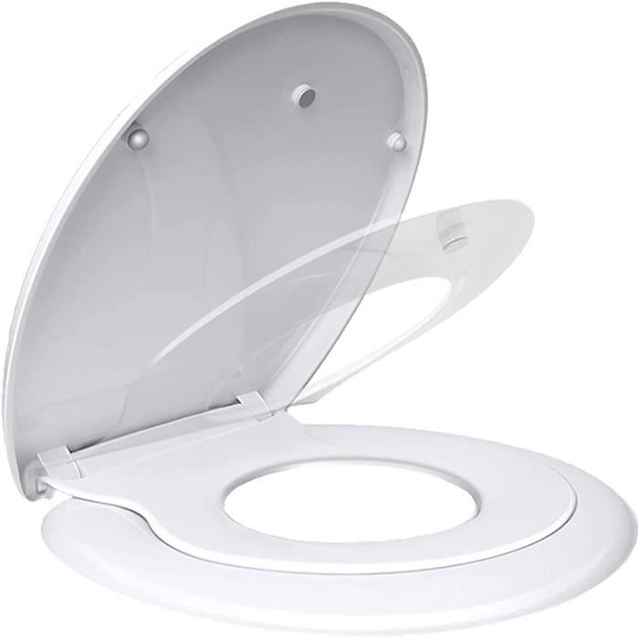 Abattant WC Familial En Forme De D, Lunette De Toilette Avec Siège Pour  Tout-Petit Intégré, Siège De Toilette En Forme De D Pour Adulte Et Enfant,  Avec Frein De Chute Et Magnétique,D