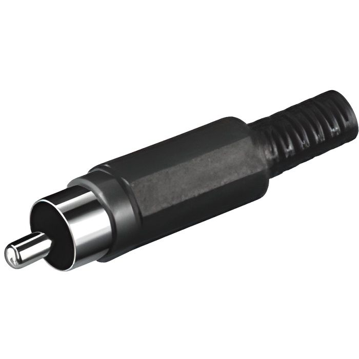 Fiche audio ou vidéo Rca mâle à souder noire