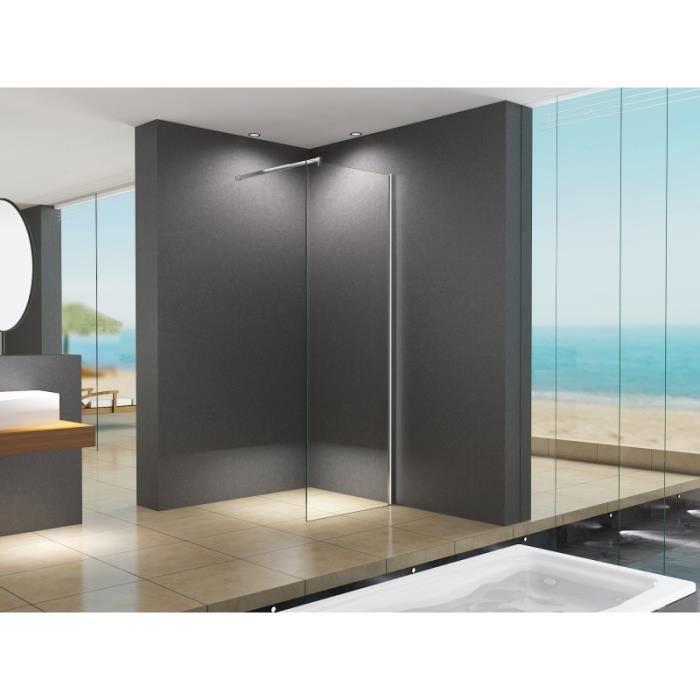paroi de douche lily 30 x 200 cm 10 mm verre de securite en verre transparent salle de bain cdiscount bricolage