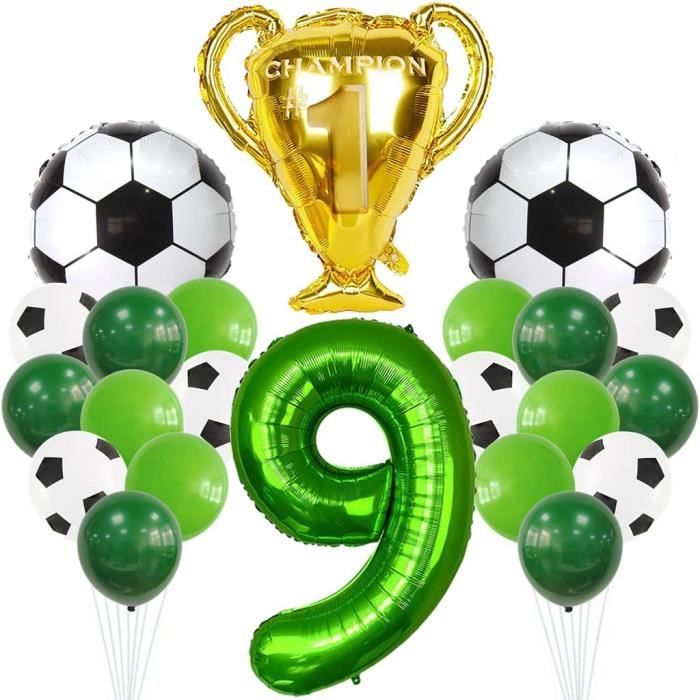 ANNIVERSAIRE 9 ANS Decoration Garcon Football Football Vert Ballon  Anniversai EUR 24,50 - PicClick FR