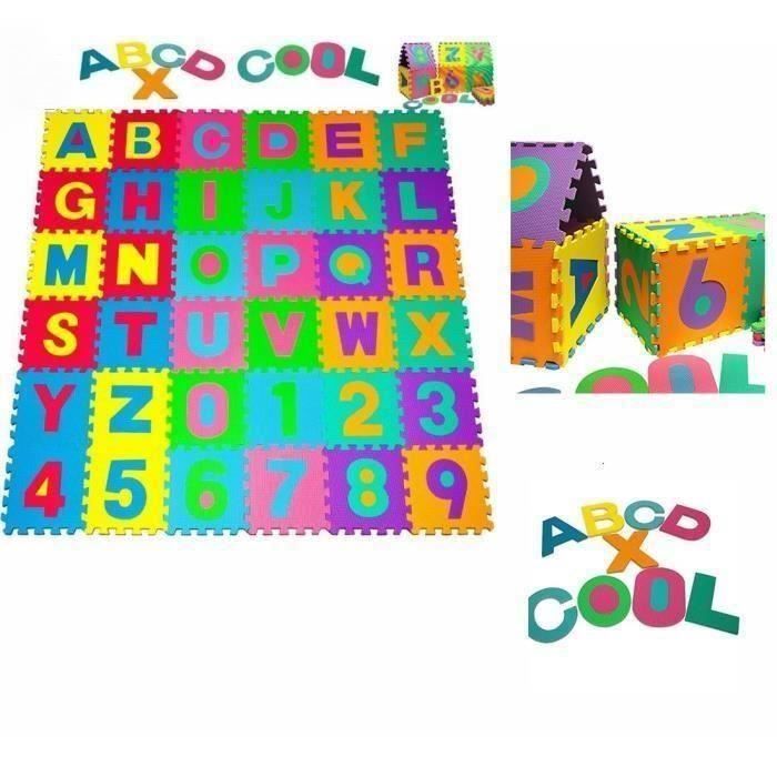 Puzzle Tapis Mousse Bebe Alphabet Et Chiffres 36 Dalles 16x16 Cm Enfant Bas Age Pc622 Cdiscount Jeux Jouets