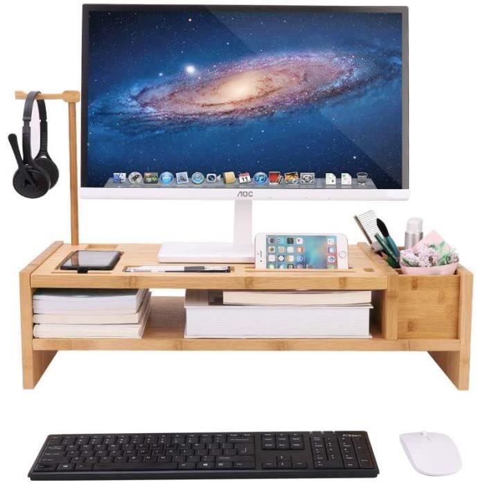 Rehausseur Ordinateur Portable Bureau Rehausseur D Ecran Pc En Bambou Organisateur Bureau Avec Support De Telephone Et De Ecouteurs Achat Vente Rehausseur Auto Rehausseur Ordinateur Bureau Soldes Sur Cdiscount Des