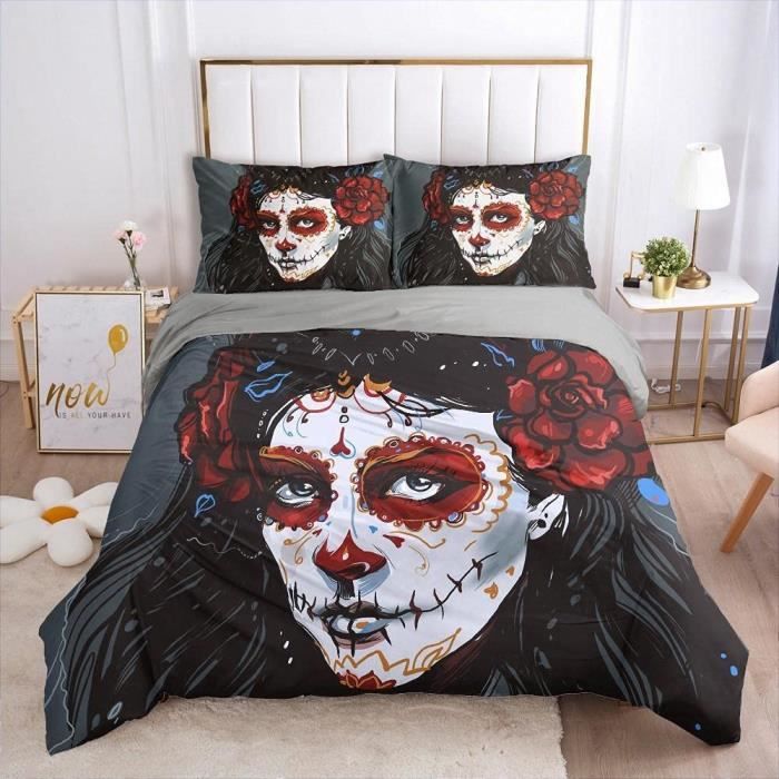 Parure de Lit Ado Fille Femme Housse de Couette et 2 Taies d oreiller Microfibre 220x240 cm 540 Cdiscount Maison