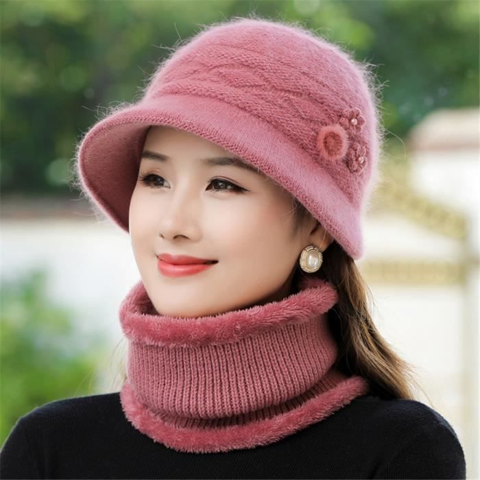 Casquette,Chapeau d'hiver pour femmes, casquette chaude avec bord