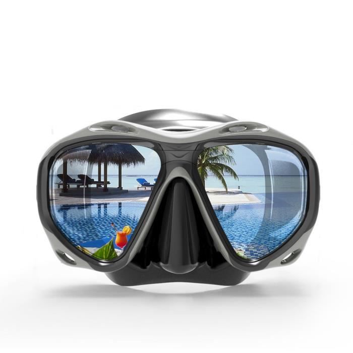 Masque De Plongée Adulte – Silicone Noir – Réglable – Sécurité Sports Nautiques