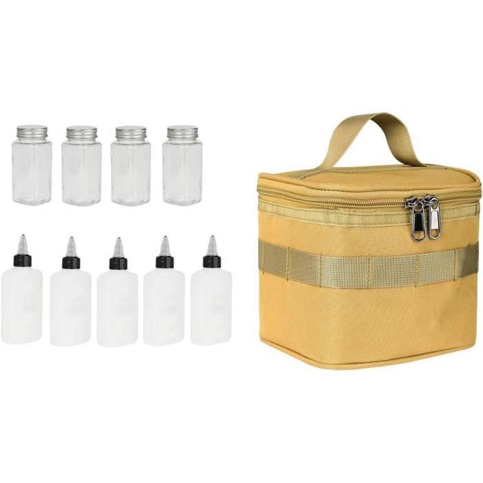 Gotetiso 2 Pièces Pots à Epices 5 en 1 en Plastique Transparent Bocaux à épices Assaisonnement