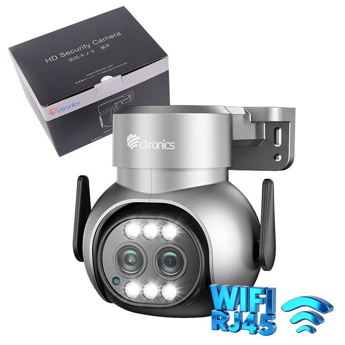 Caméra Surveillance Extérieur 4MP CTRONICS 6x Zoom Hybride WiFi 2.4/5GHz Double Objectif Suivi Auto Détection Humaine