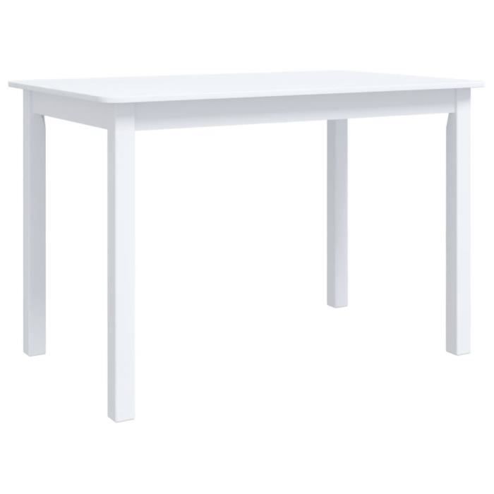 zhi table de salle à manger blanc 114x71x75 cm bois d'hévéa massif 7466810554400