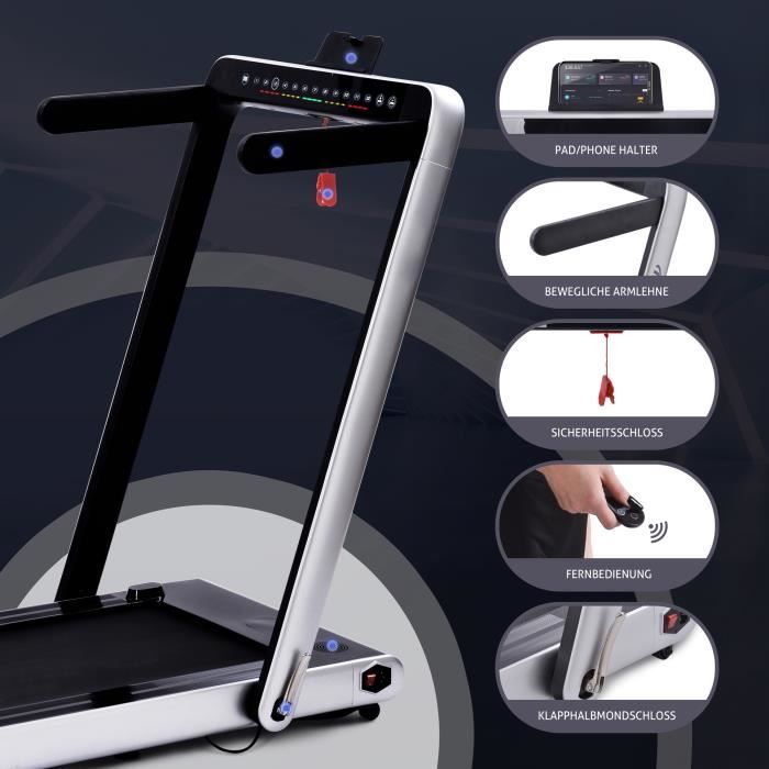 Citysports Treadmill WP2 - Tapis de course domestique avec moteur 440 W - Tapis de
