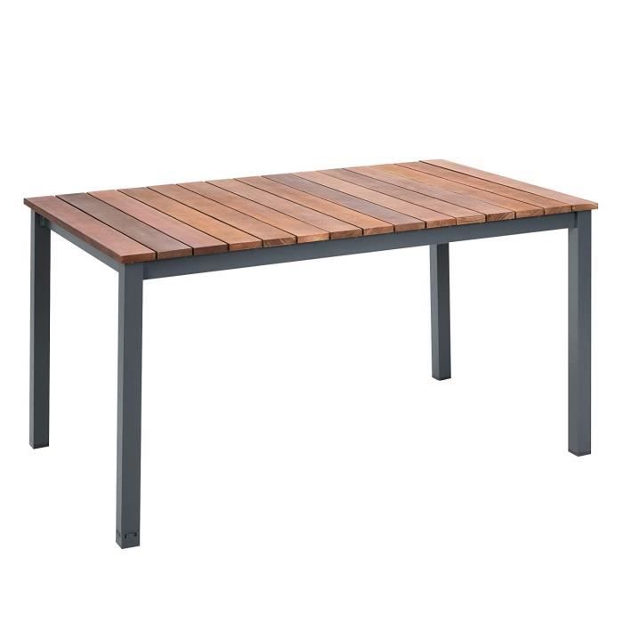 greemotion mackay table de jardin anthracite/bois, ca. 150 x 74 x 90 cm - 131816