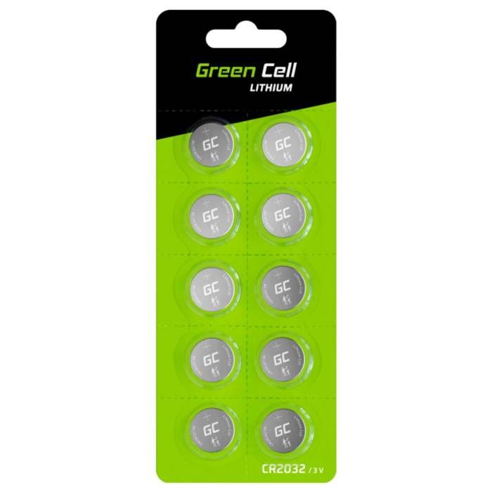 Green Cell 10x Batterie Al Litio CR2032 3V – Pila A Bottone Per Chiavi, Bilance E Dispositivi Elettronici, Durata 3 Anni