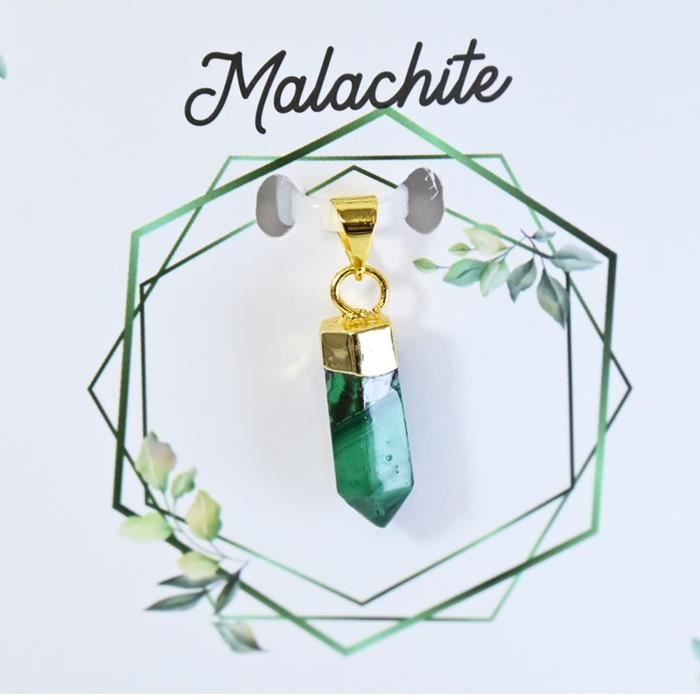 Pendentif Bitermine - Plaqué Or - Pierres naturelles Malachite