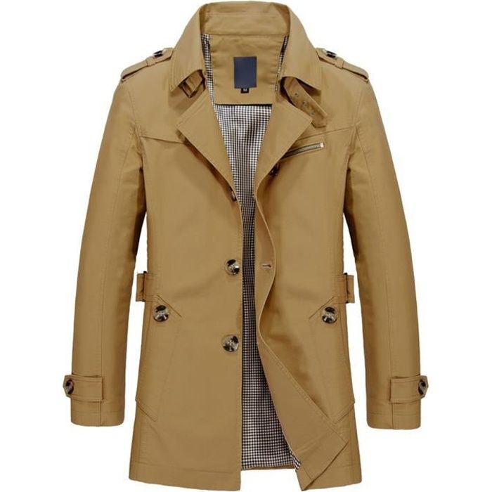 Parka Veste Classique Manteau Trench Coat Court Blouson Jacket D contract Slim Homme Automne et Hiver