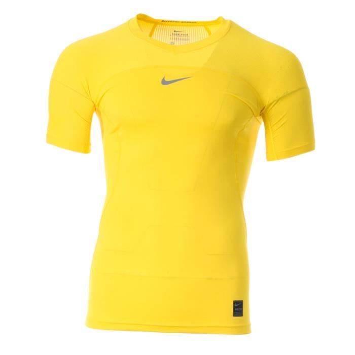T-shirt de compression Homme Nike - Jaune - Fitness - Manches courtes
