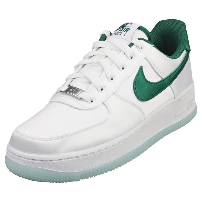 Baskets Nike AIR FORCE 1 07 Femme Blanc Vert Textile Lacets Blanc vert Cdiscount Chaussures