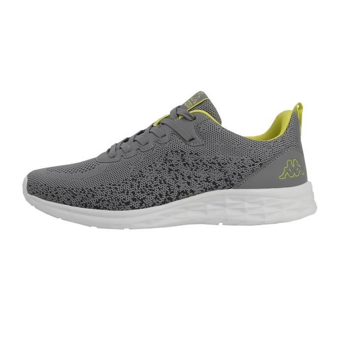 chaussures running mode rostie - kappa - gris - homme - lacets - textile - plat