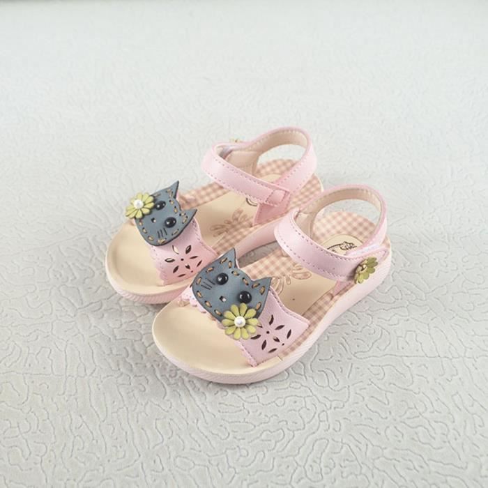 Sandale Nu Pieds Summer Infant Enfants Bebes Filles Chat Dessin Anime Perle Princesse Sandales Chaussures Decontractees Rose Cdiscount