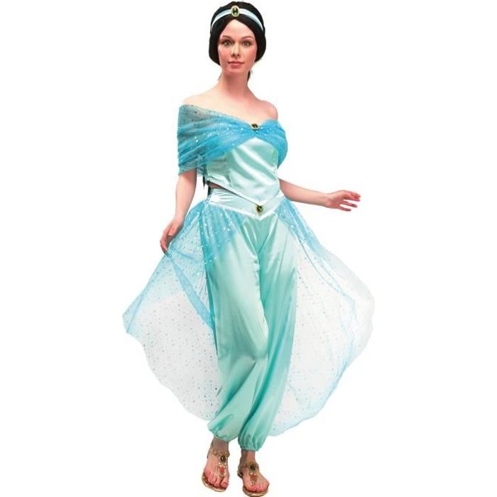 Deguisement princesse orientale femme Bleu Satin et voile L XL